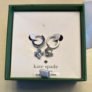 Kate Spade Earrings Silver Hoops With Cubic Zirconia Studs BNIB